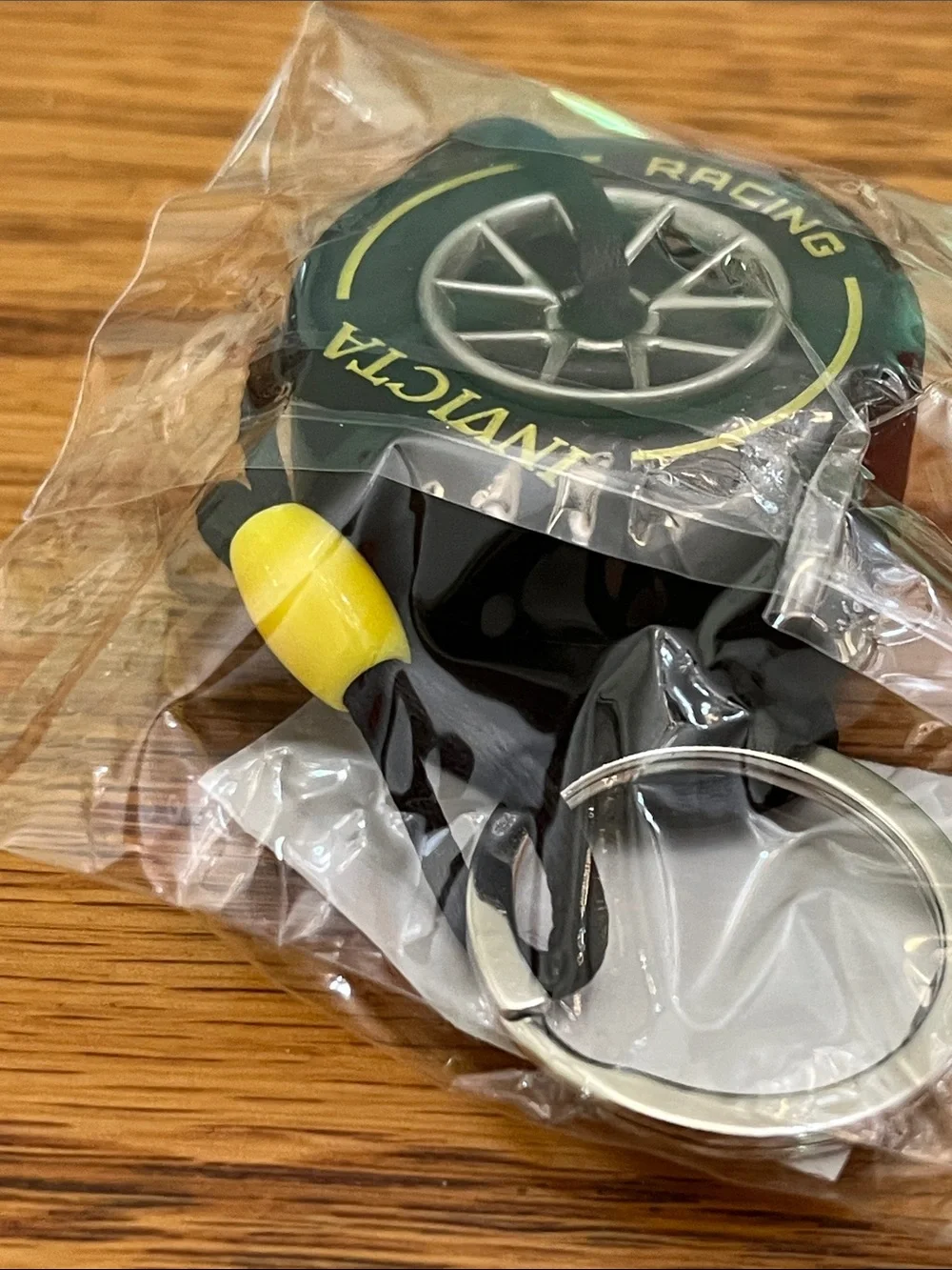 Invicta Black and Yellow Racing Wheel Keyring